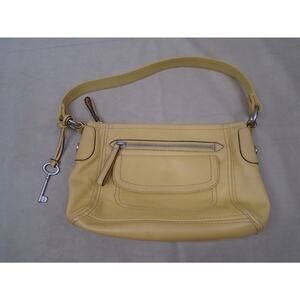 Fossil Long Live Vintage 1954 Yellow Leather Shoulder Bag with Key Purse